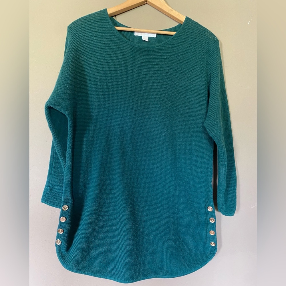 Michael Kors Tunic Sweater Dress Women’s Long Sleeve Shirt Medium Green Gold Med